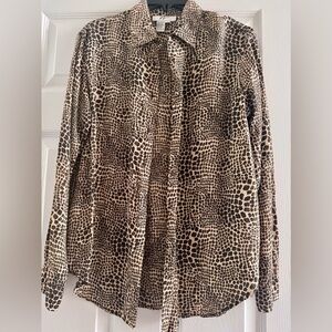 FY2 Leopard Print Silk Blouse